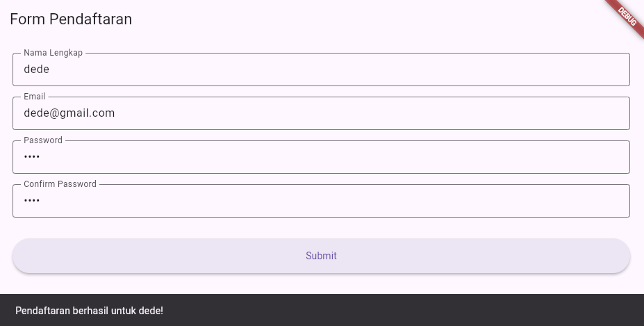 Hasil Form Pendaftaran